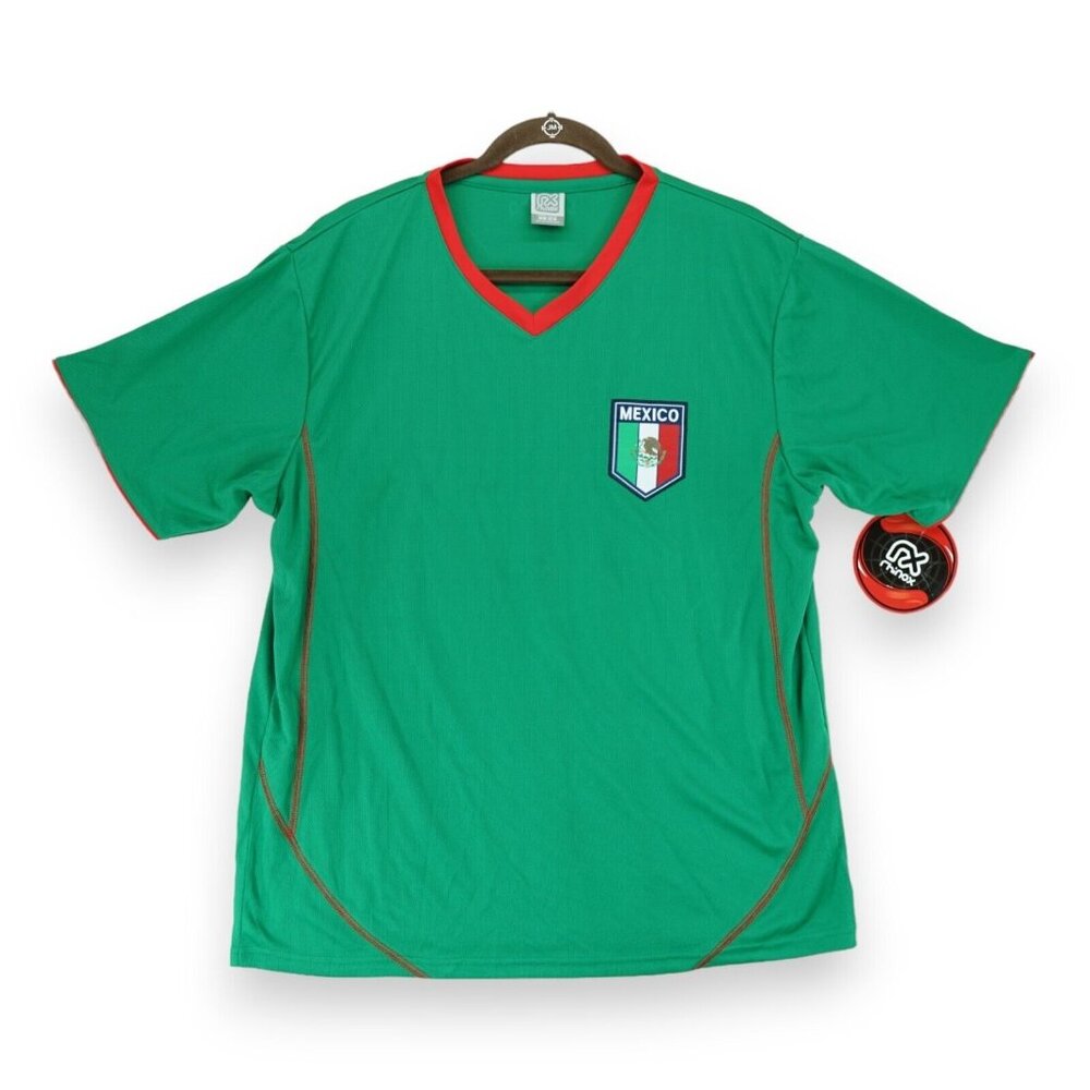 NWT‎ Rhinox Mexico Green Short Sleeve Adult Men's Team Patch Jersey Large